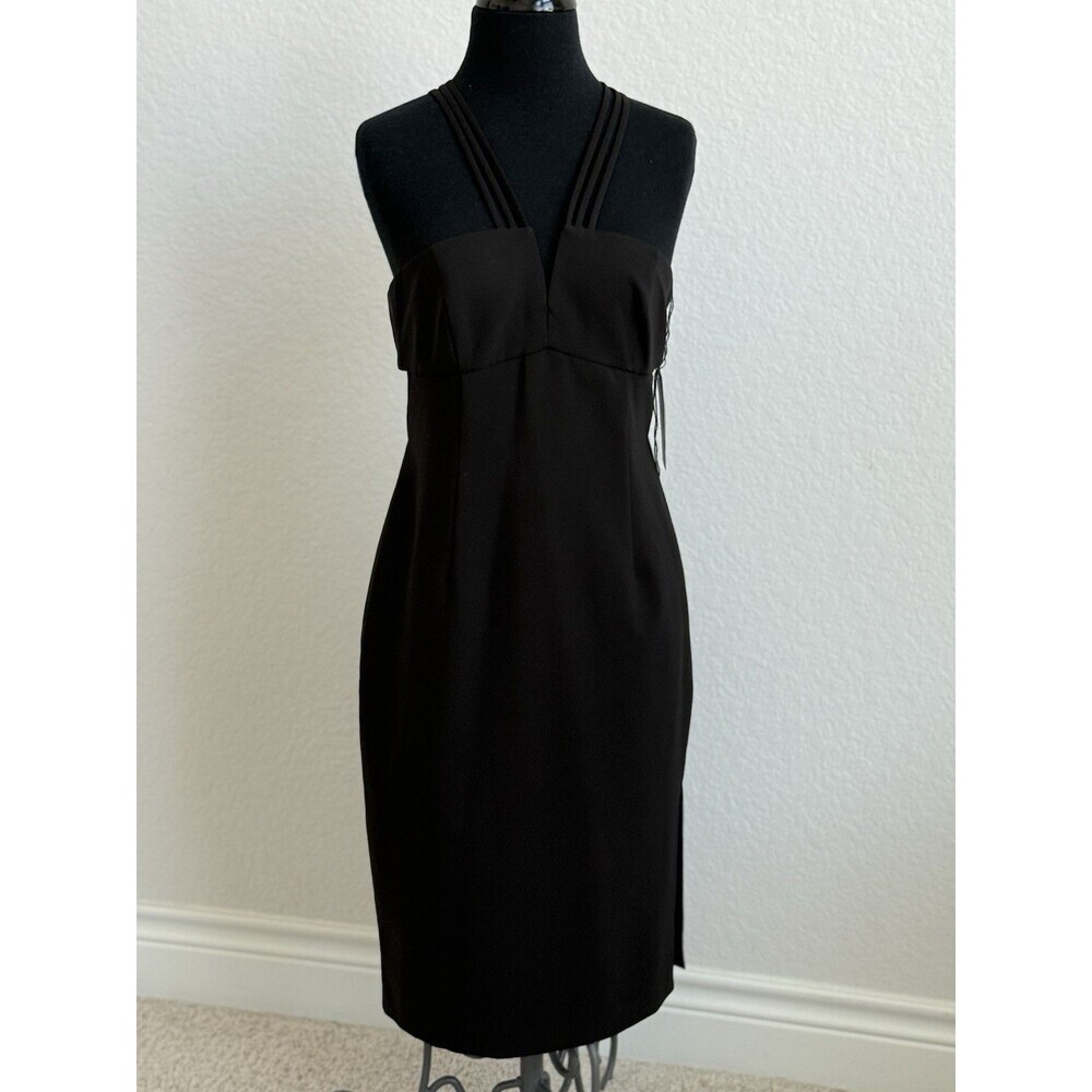 Aidan Mattox Women's Black Cutout Halter A-Line Dress Size‎ 8 Wedding Date Night